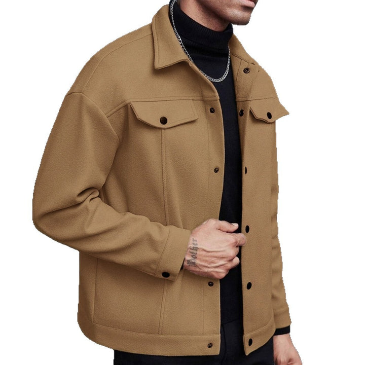 Men's Overshirt Jacket in Trucker Style with Wool Blend Look and Snap Buttons Mune Fashion