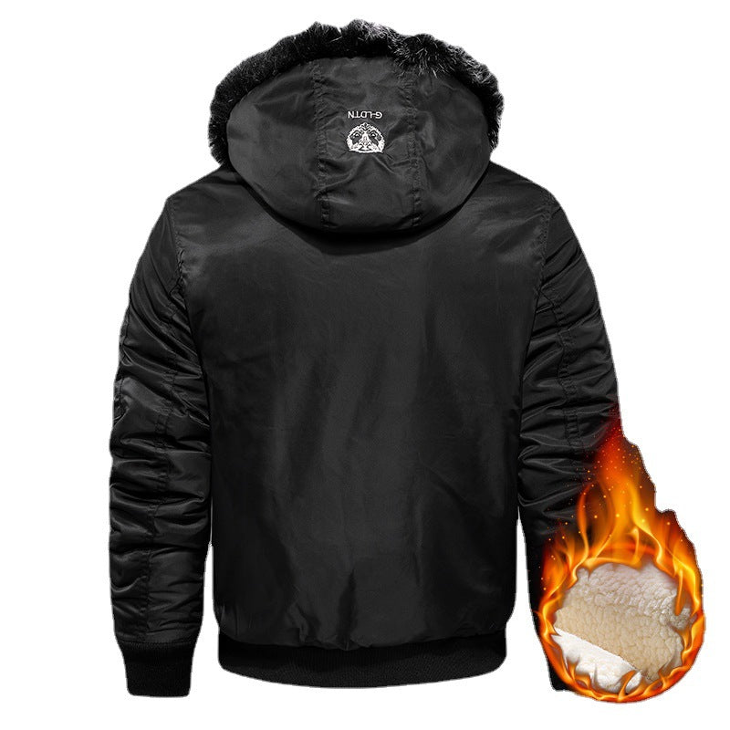 Men's Padded Pilot Bomber with Teddy Fleece Lining, Faux Fur Hood and Utility Pockets Mune Fashion