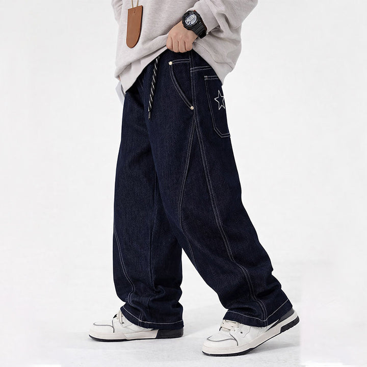 Unisex wide jeans with unique lettering Mune Fashion