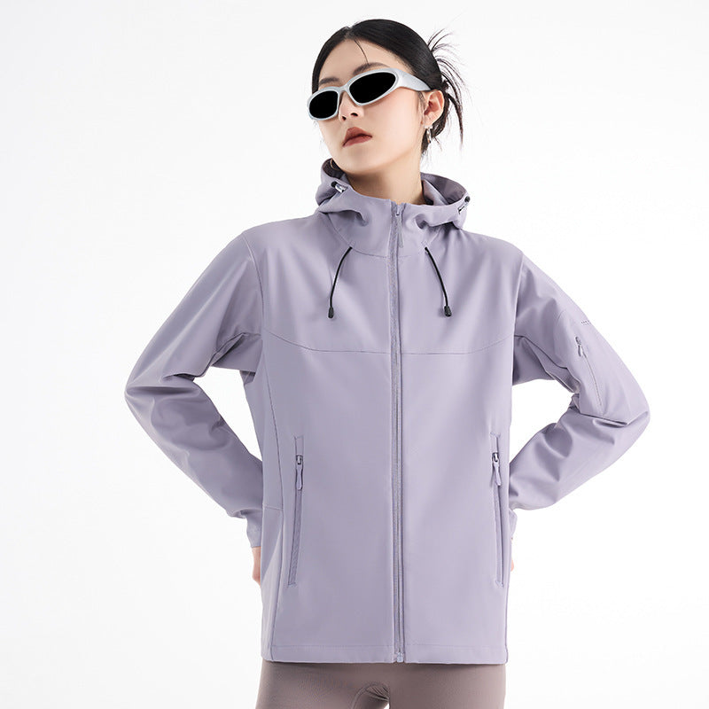 Women's Breathable Softshell Rain Jacket with Hood, Windproof and Minimalist Tech Look Mune Fashion