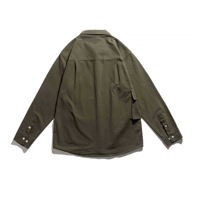 Unisex Boxy Utility Overshirt with Contrasting Chest Applique and Flap Pockets Mune Fashion