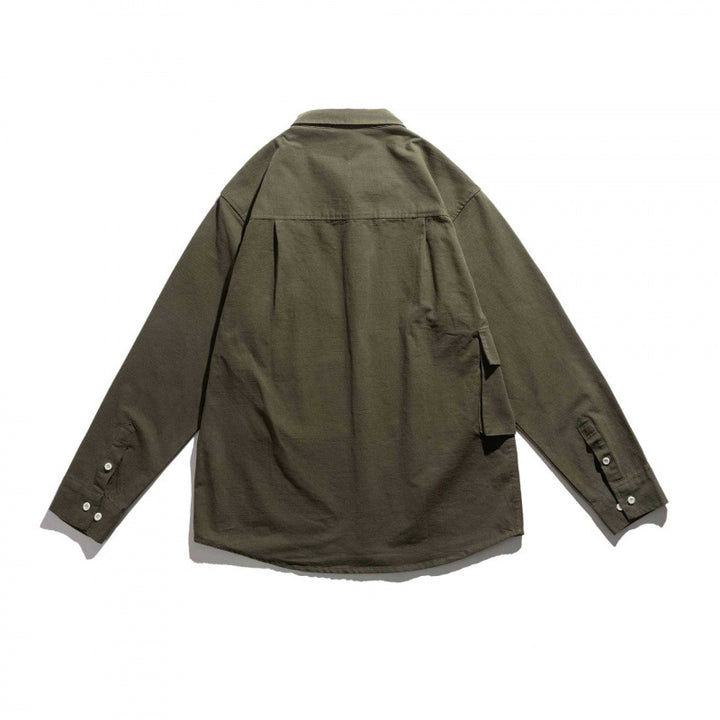 Unisex Boxy Utility Overshirt with Contrasting Chest Applique and Flap Pockets Mune Fashion