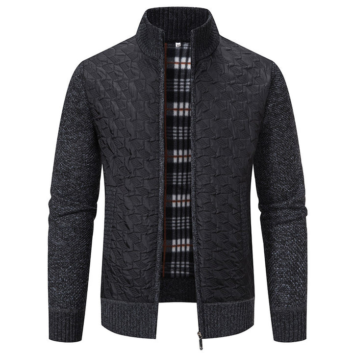 Men's quilted knit hybrid jacket with stand-up collar, full zip and checked lining Mune Fashion