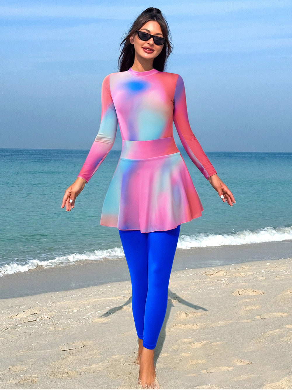 Women’s fashionable swimsuit with long sleeves and flared skirt Mune Fashion