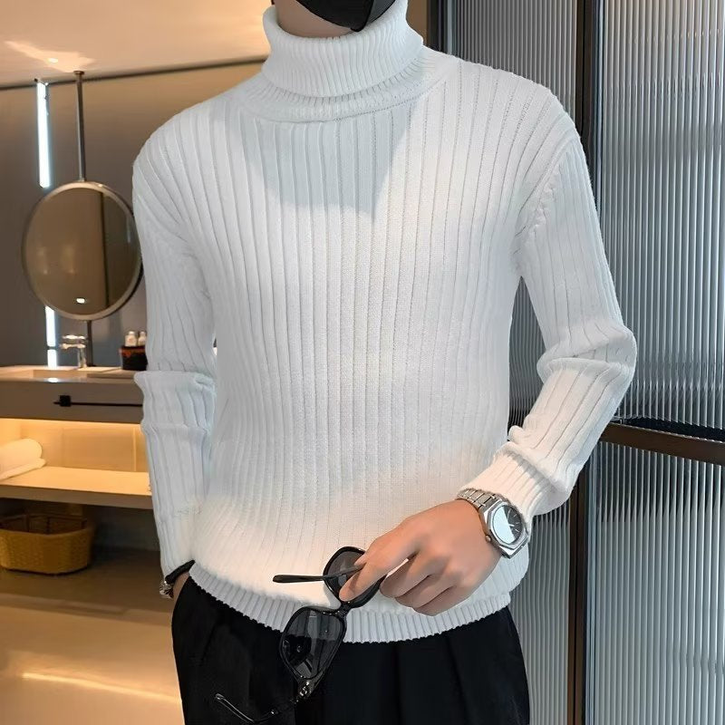 Men's Fitted Ribbed Turtleneck Sweater from Fine Knit Mune Fashion