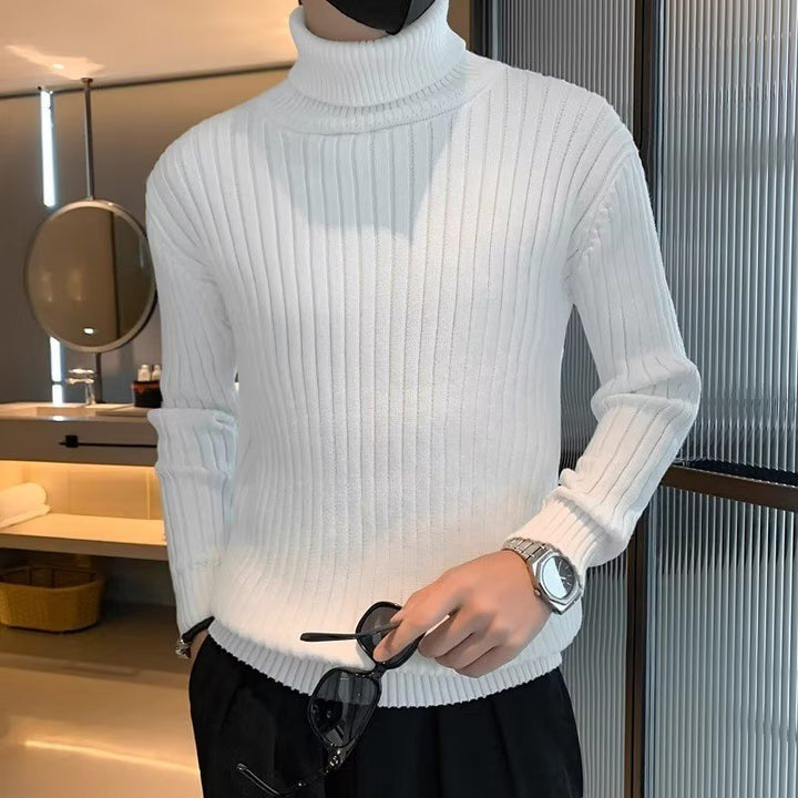 Men's Fitted Ribbed Turtleneck Sweater from Fine Knit Mune Fashion