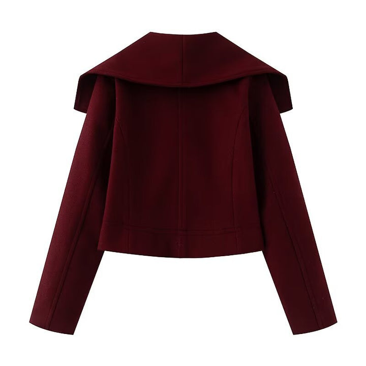Women's Short Jacket with Large Sailor Collar and Double-Breasted Button Placket Mune Fashion