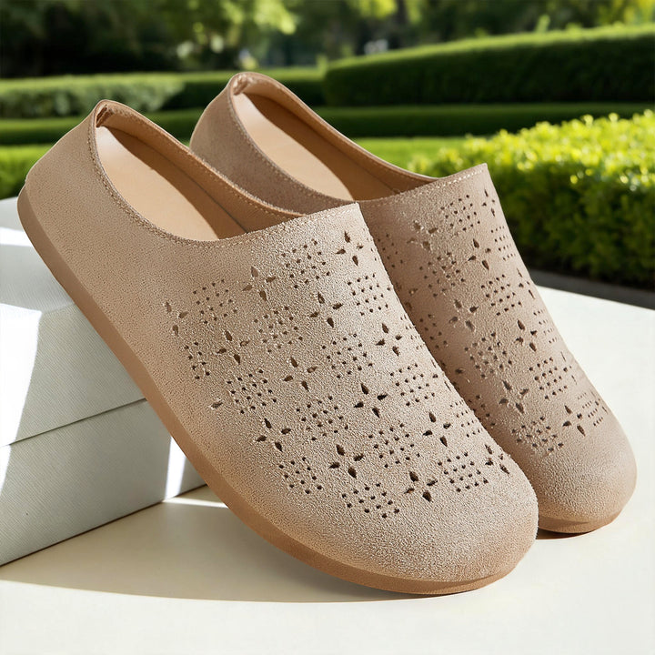Women nan comfort mule with laser perforation and molded memory footbed Mune Fashion
