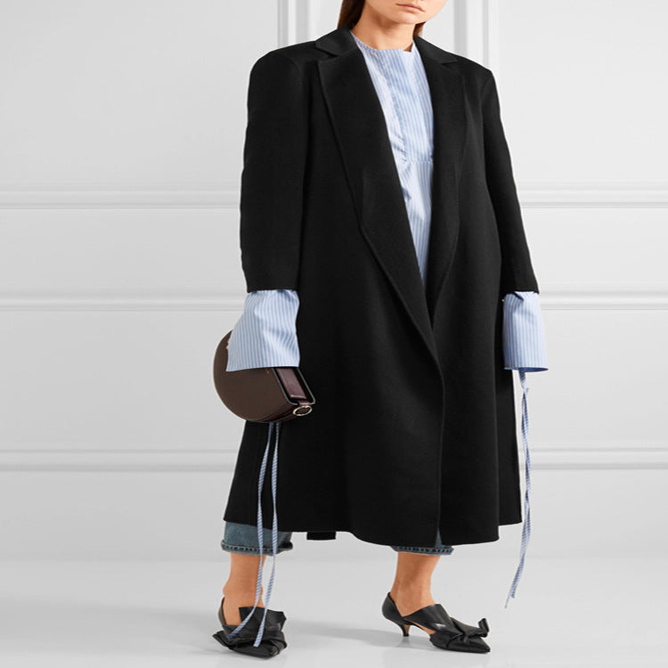 Women Oversized Long Coat in Minimalist Shawl Collar Tailoring Mune Fashion