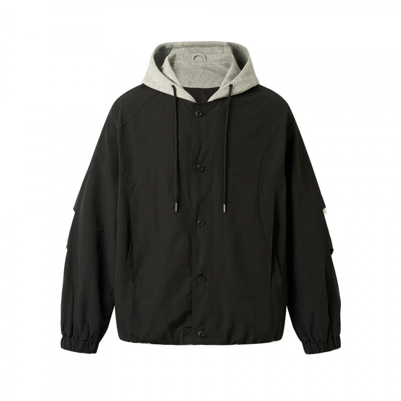 Unisex Oversized Hoodie Jacket in Layering Look with Contrasting Hood, Snap Button Placket, and Elastic Hem Mune Fashion