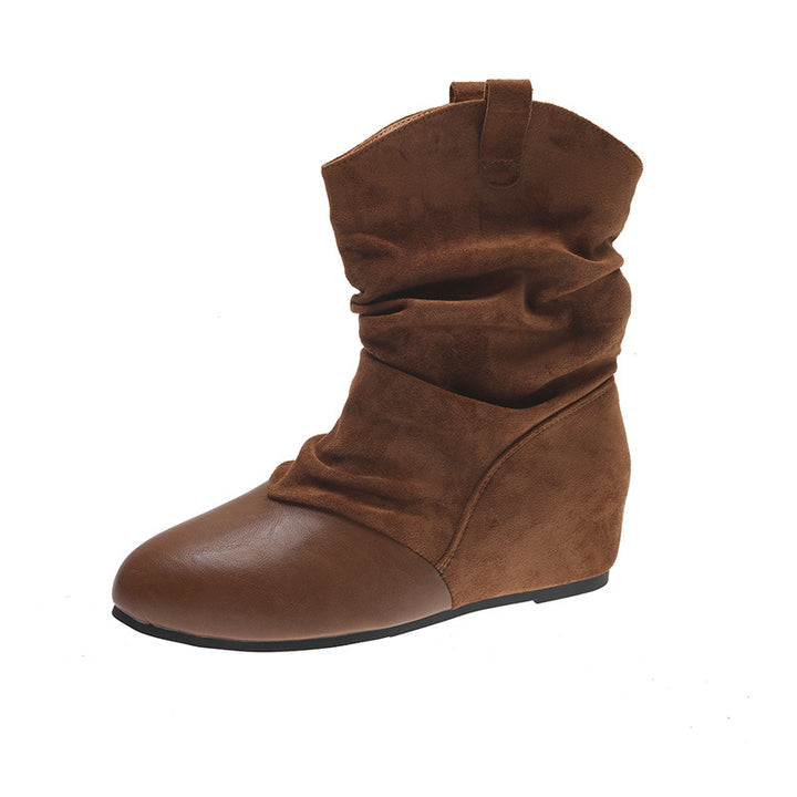 Ladies Fashion Ankle Boots with Chic Pleated Design Mune Fashion