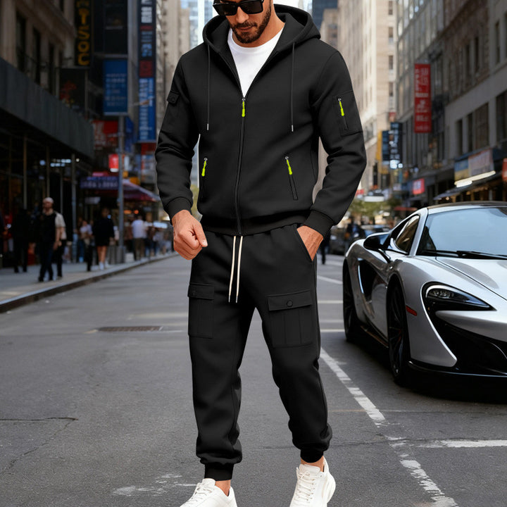 Men's urban hooded tracksuit made of cotton blend with cargo pockets and functional zippers Mune Fashion