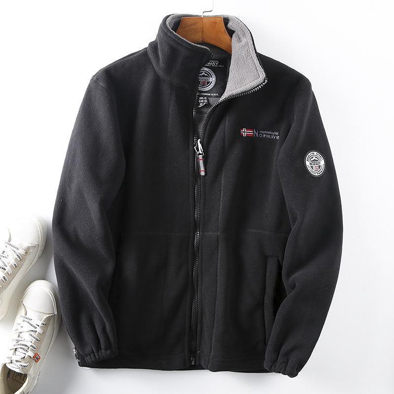 Men's fleece jacket with warming teddy fleece lining, high stand-up collar and zipper Mune Fashion