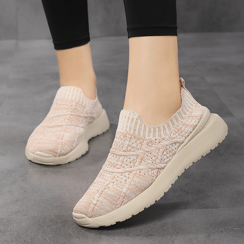Women nan sock-like comfort slippers with textured knit upper material and cushioned EVA wedge sole Mune Fashion