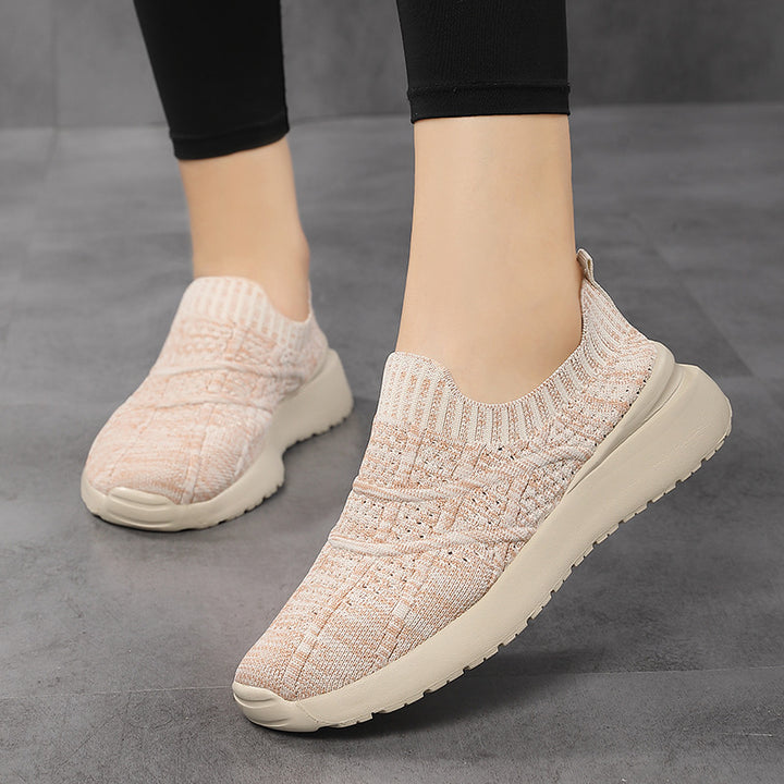 Women nan sock-like comfort slippers with textured knit upper material and cushioned EVA wedge sole Mune Fashion