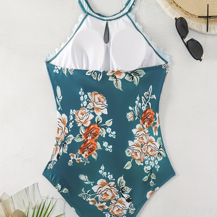 Women One-Piece Swimsuit with Elegant Cut and Floral Design Mune Fashion