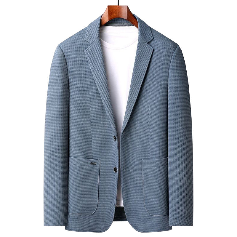 Men's Casual Blazer with Unstructured Silhouette, Waffle Texture and Patch Pockets Mune Fashion