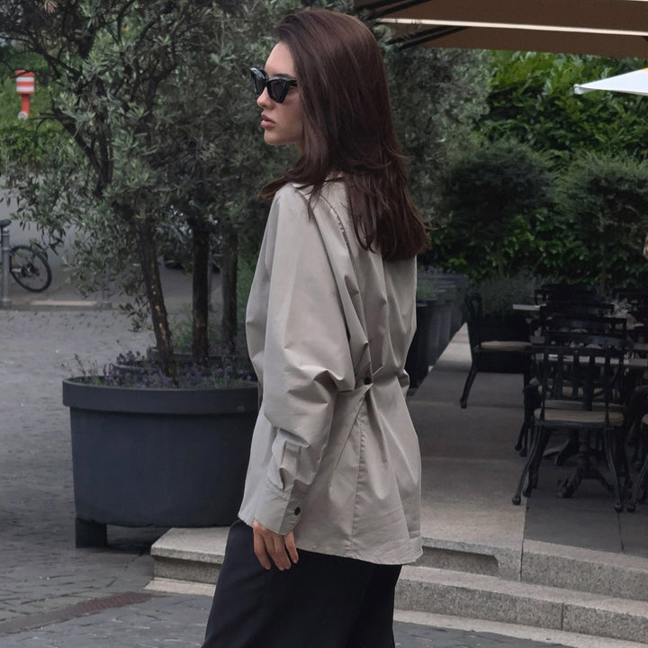 Women's tailored shirt blouse with boxy balloon sleeves and pointed collar Mune Fashion