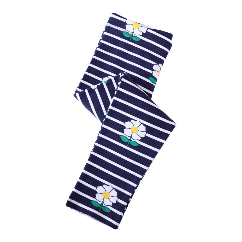 Girls leggings with floral and striped design Mune Fashion