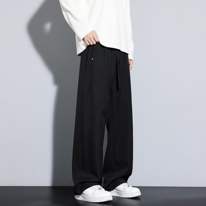 Women's Wide Palazzo Trousers with High Elastic Waistband & Drawstring Mune Fashion