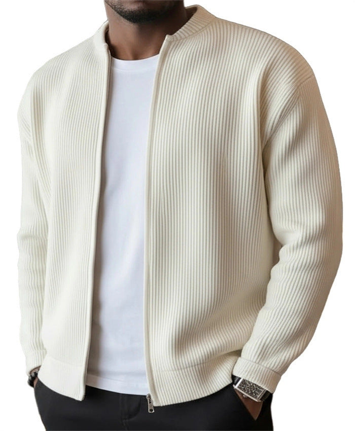 Men's Ribbed Bomber Cardigan with Full Zip EB