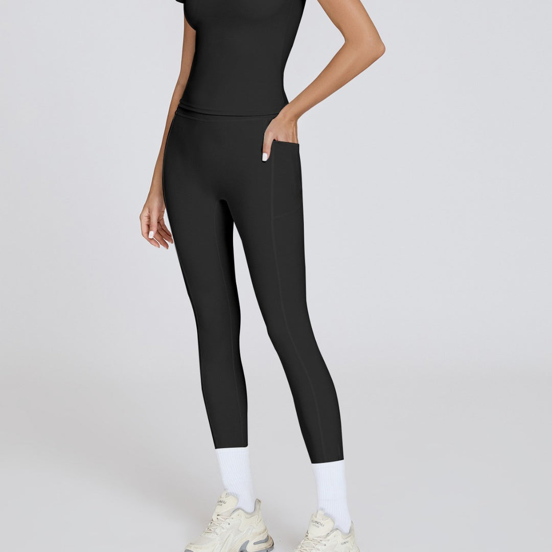 Ladies Sporty Leggings with Elastic Rib Material and Flared Hem Mune Fashion