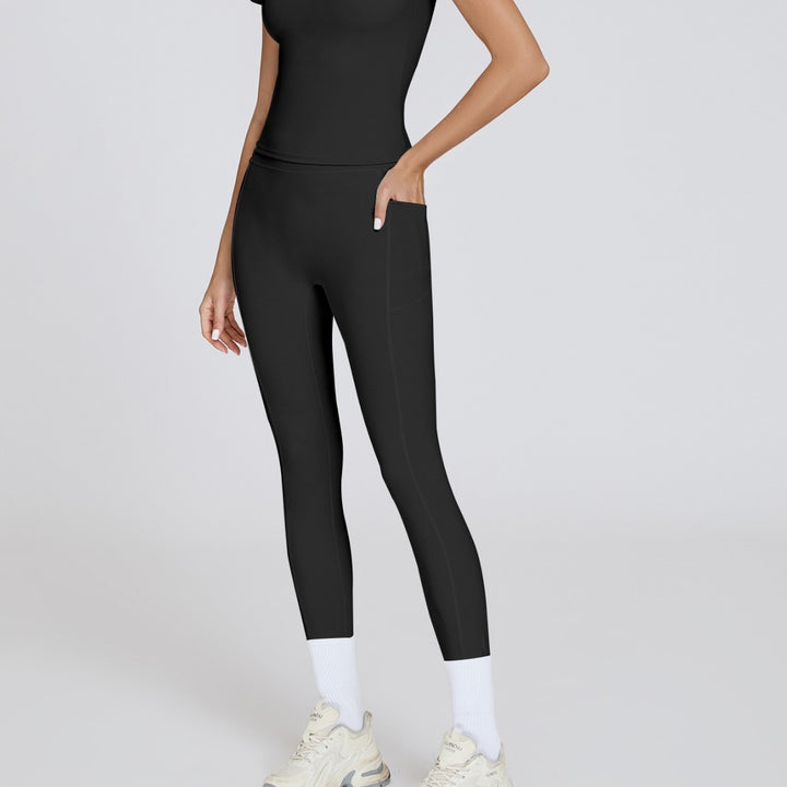 Ladies Sporty Leggings with Elastic Rib Material and Flared Hem Mune Fashion