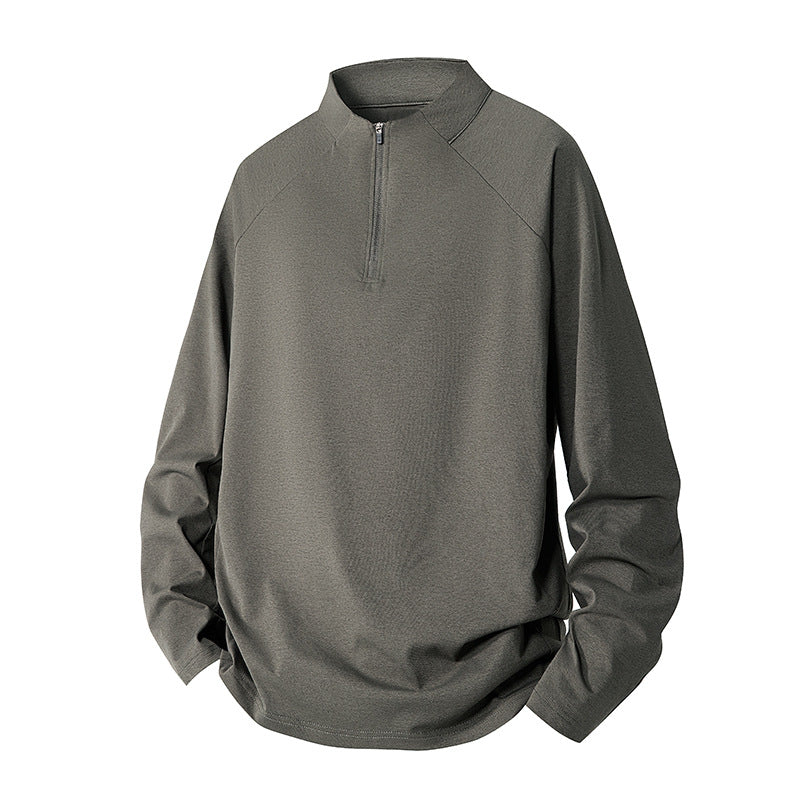 Men's Minimalist Half-Zip Sweatshirt with Technical Jersey and Extended Hem Mune Fashion