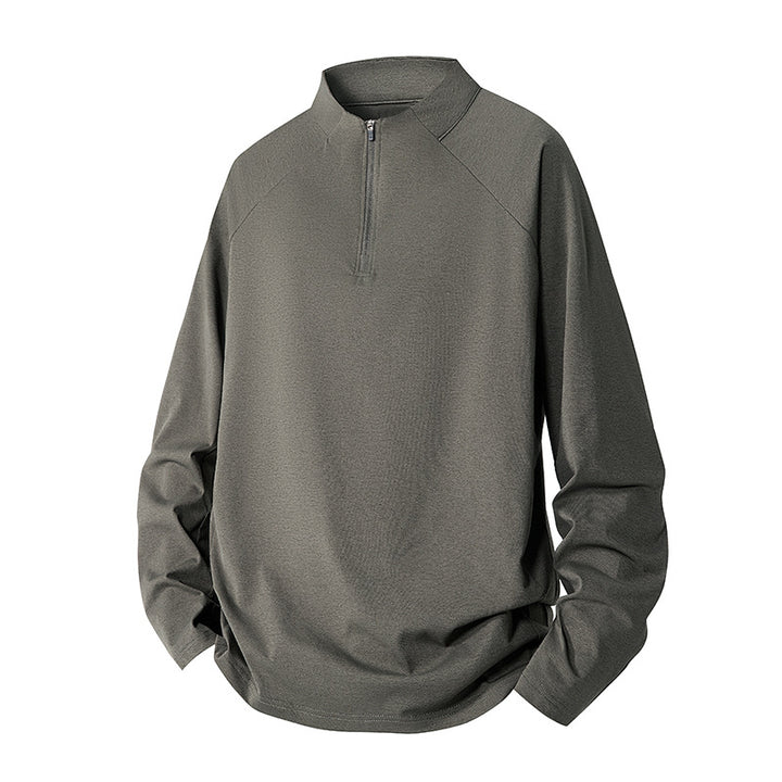 Men's Minimalist Half-Zip Sweatshirt with Technical Jersey and Extended Hem Mune Fashion
