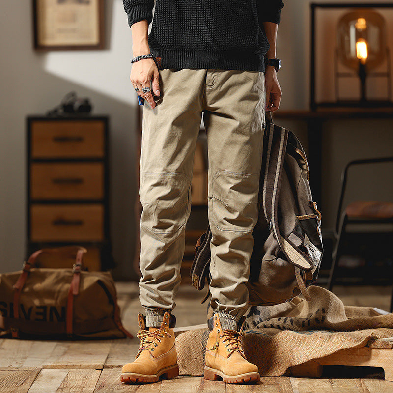 Men's Cargo Jogger Pants with Knee Inserts, Multi-Pockets and Elastic Hem Mune Fashion