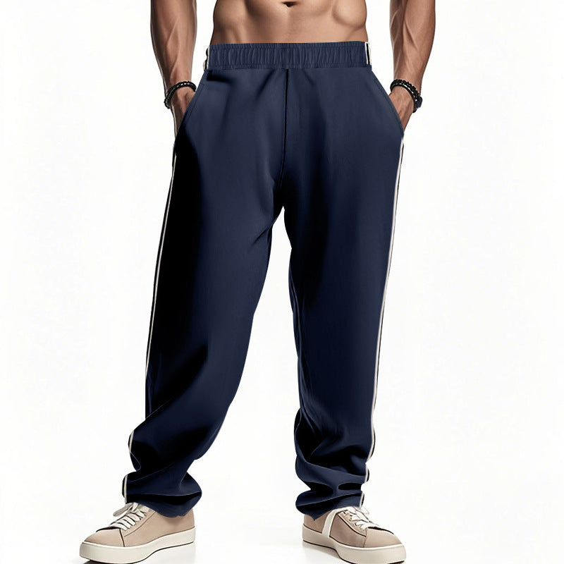 Men's casual sweat joggers with elastic waistband, side double stripes, and soft cotton blend Mune Fashion