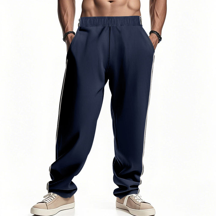 Men's casual sweat joggers with elastic waistband, side double stripes, and soft cotton blend Mune Fashion