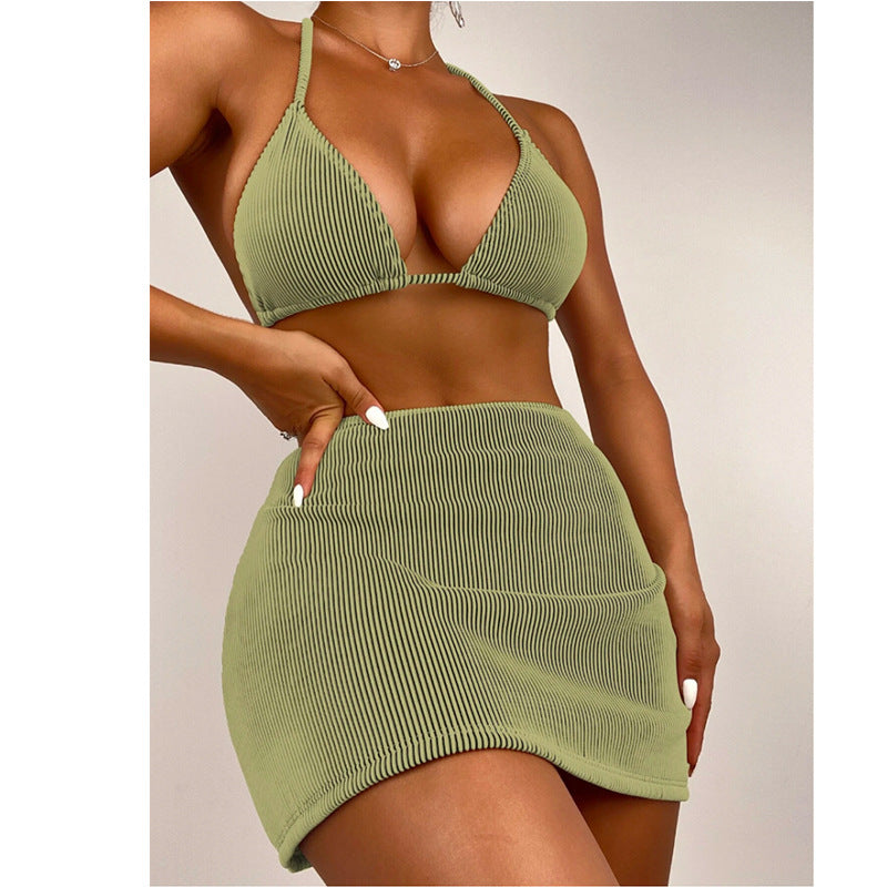 Ladies Bikini Set with voluminous skirt and stylish ruching Mune Fashion