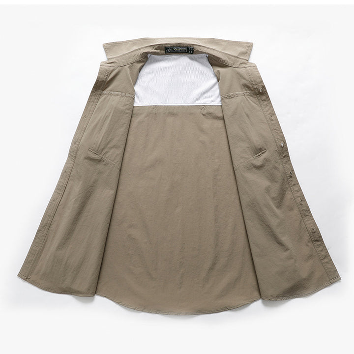 Men's Casual Long Sleeve Shirt with Multifunctional Pockets Mune Fashion