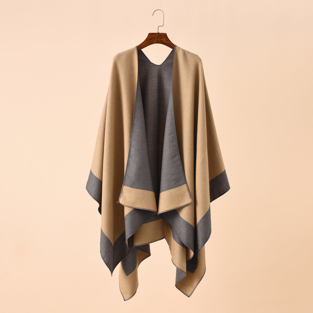 Women's Reversible Poncho made of fine Cashmere Blend Mune Fashion