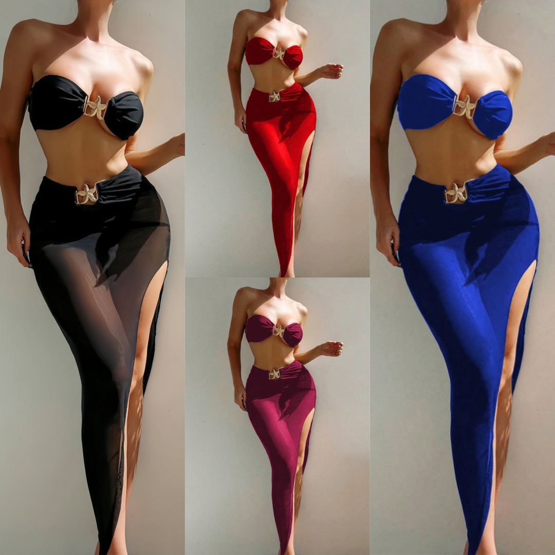Ladies bandeau bikini with elegant lacing details and high leg cut Mune Fashion