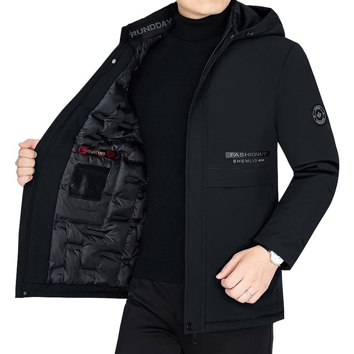 Men's Thermo Winter Short Coat with Luxurious Faux Fur Lining and Stand Collar Mune Fashion
