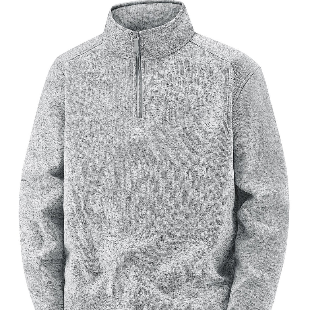 Men's Thermal Knit Fleece Pullover with Half Zip and Stand-up Collar Mune Fashion