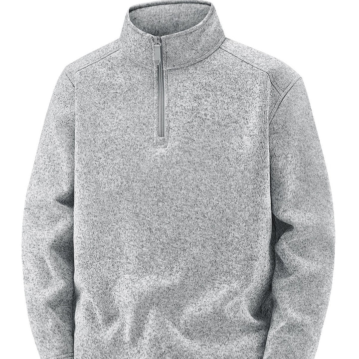 Men's Thermal Knit Fleece Pullover with Half Zip and Stand-up Collar Mune Fashion