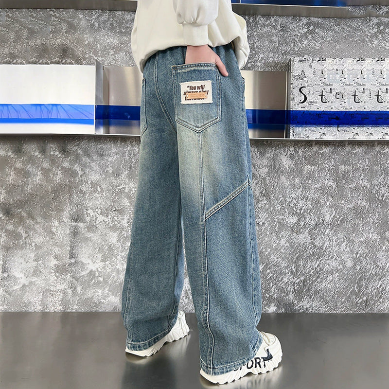 Boys wide denim pants with unique design Mune Fashion