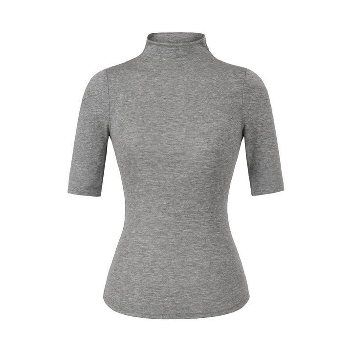 Women's Fitted Stand Collar Shirt with Half-Length Sleeves Mune Fashion