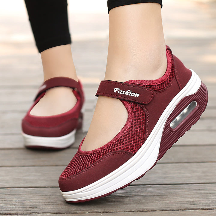 Ladies sporty Mary-Jane wedge sneakers with air cushion and breathable mesh Mune Fashion