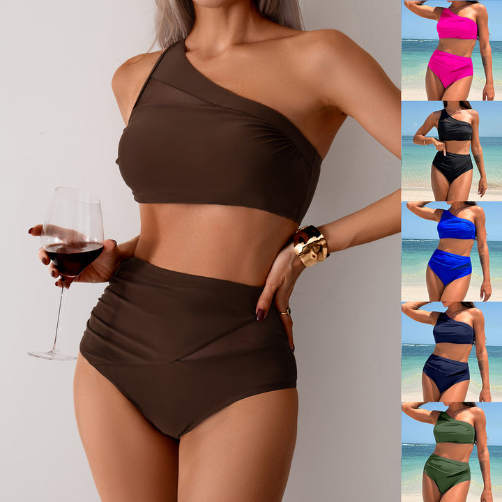 Women's Sporty Bikini Set with Asymmetrical Top and High Cut Mune Fashion