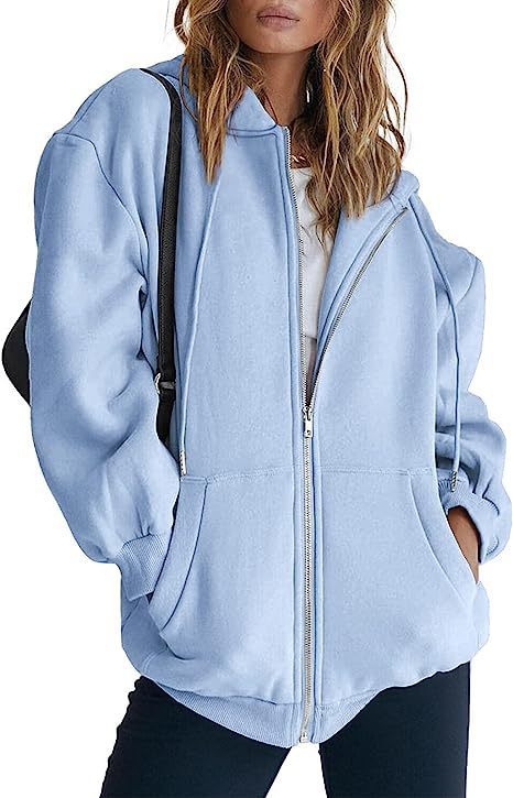 Women oversized hoodie jacket with full zip and kangaroo pockets Mune Fashion