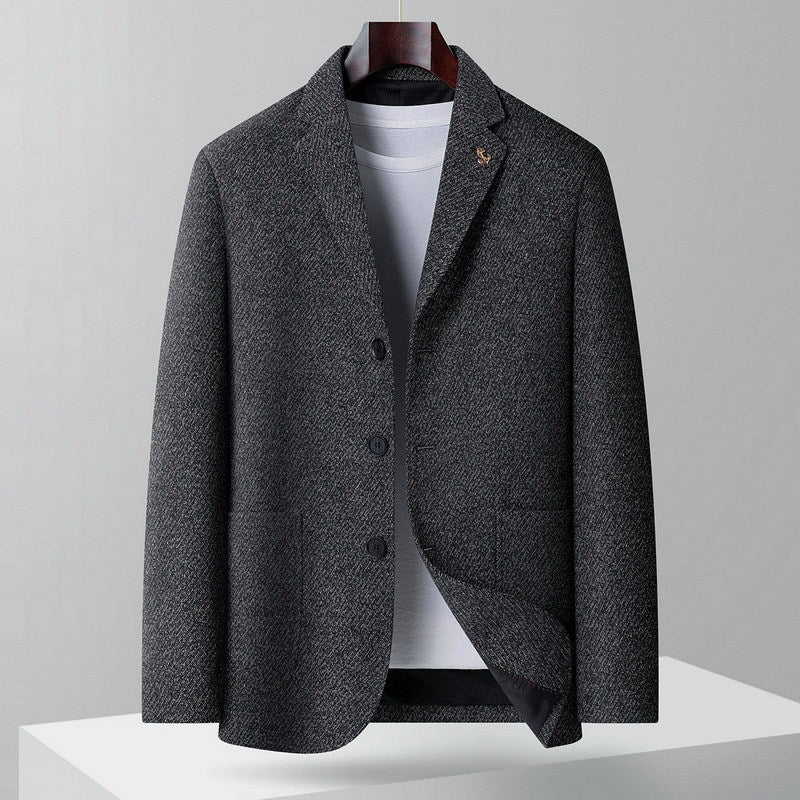 Men's single-breasted wool blend jacket with fine texture and light interior lining Mune Fashion