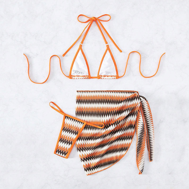 Women’s Triangle Bikini with modern zigzag pattern and matching Pareo Mune Fashion
