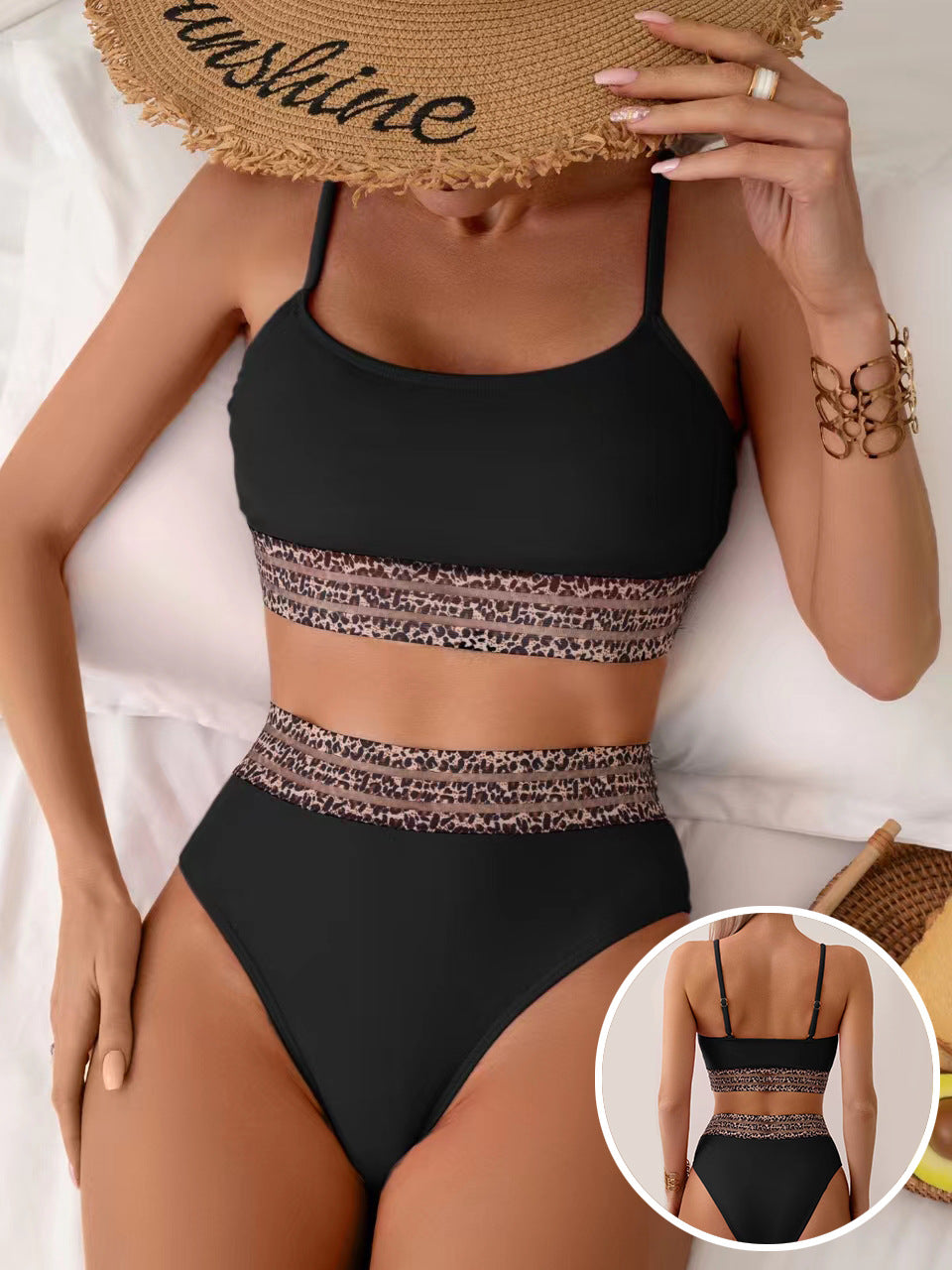 Women's High-Waisted Bikini Set with Fashionable Leopard Details Mune Fashion
