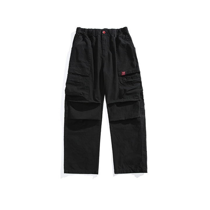 Men's Loose Cargo Pants with Elastic Waistband, Multifunction Pockets, and Straight Leg Mune Fashion