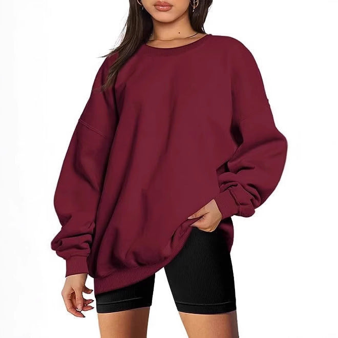 Women's extra long oversized sweatshirt with balloon sleeves, ribbed hem and brushed interior Mune Fashion