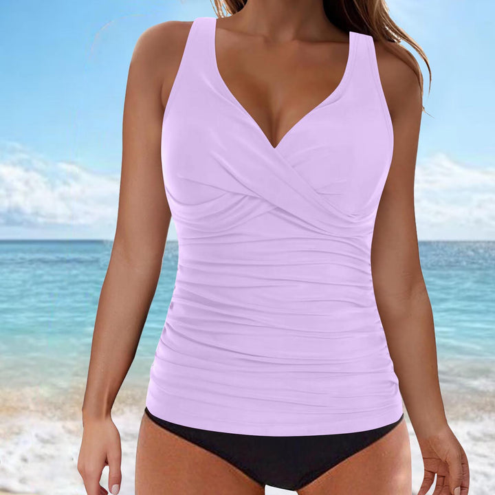Ladies elegant wrap swim top with ruffles Mune Fashion